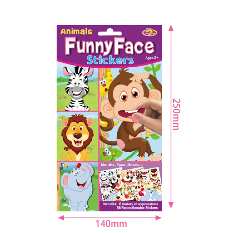 Ni&ntilde;os DIY hacer una cara libros de pegatinas para ni&ntilde;os rompecabezas nuevo juegos divertido regalo de juguetes de dibujos animados de animales princesa calcoman&iacute;a reutilizable-5
