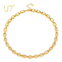 u7 choker punk necklace gold plated hip hop chain necklace for men women cuban chain full cz tennis necklace