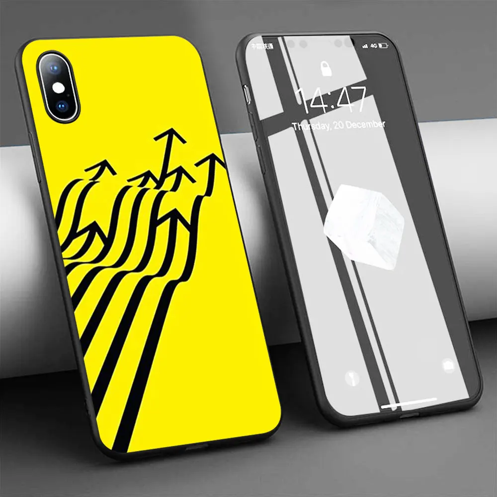 Чехол с желтой стрелкой и черным мягким силиконовым чехлом для iPhone 11 Pro Max X 5S 6 6S XR XS