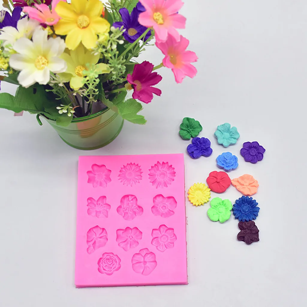 3D роза с рисунком &quotПодсолнух&quot изделия из сахара форма для торта DIY вечерние