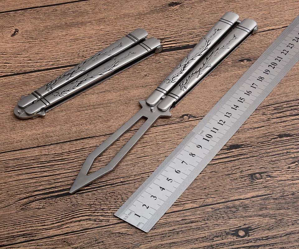 Butterfly-3cr13mov blade knife C-056 training swing knifes steel handle CS GO butterfly in knifes training sanding knives