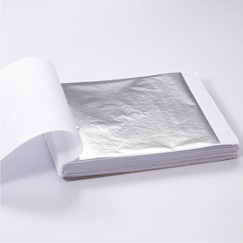 Hojas de papel de Dise&ntilde;o Artesanal, hojas pr&aacute;cticas de oro puro brillante, plata, oro rosa, decoraci&oacute;n de fiesta, bricolaje, 9x9cm, 100 unidades-1