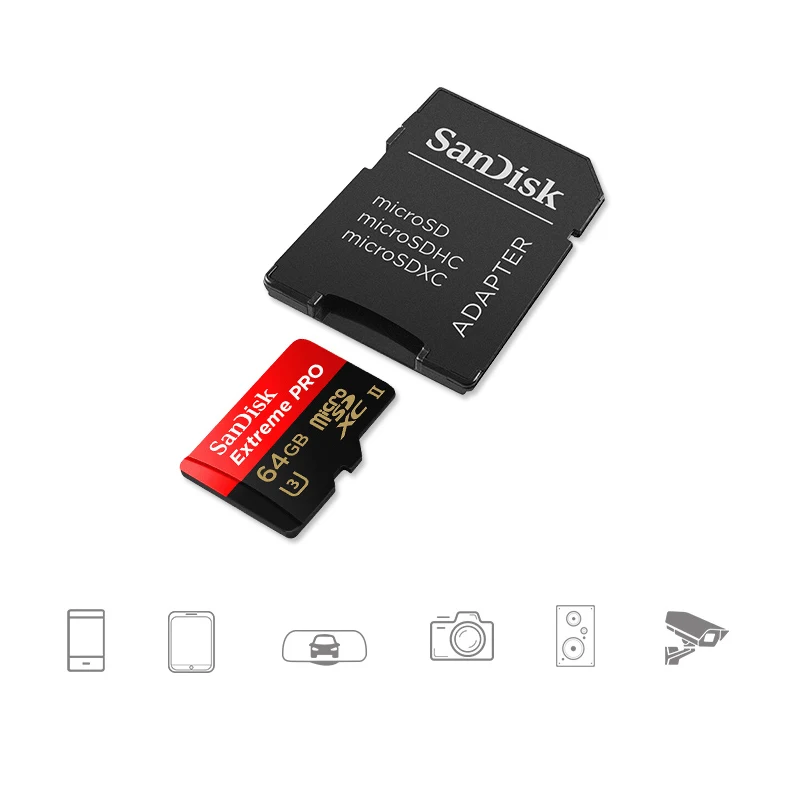 Карта памяти SanDisk Micro SD, TF карта Extreme Pro U3 100 МБ/с. 32 Гб 64 Гб 128 ГБ 256 ГБ для телефонной камеры, видеозапись 4K, оригинал от AliExpress WW