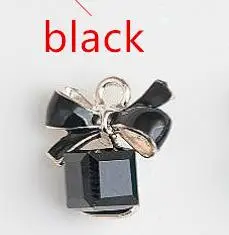 black MRHUANG, 10 шт./лот, бант, квадратное стекло, эмаль, амулеты, капля масла, цинковый сплав, золотой цвет, плавающий кулон, модные ювелирные изделия, аксессуары - Окраска металла: black
