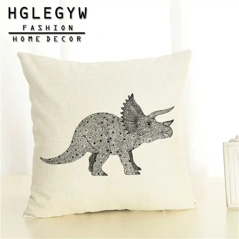 Наволочка динозавра тираннозавра 45x45 см наволочка из хлопка и льна с принтом