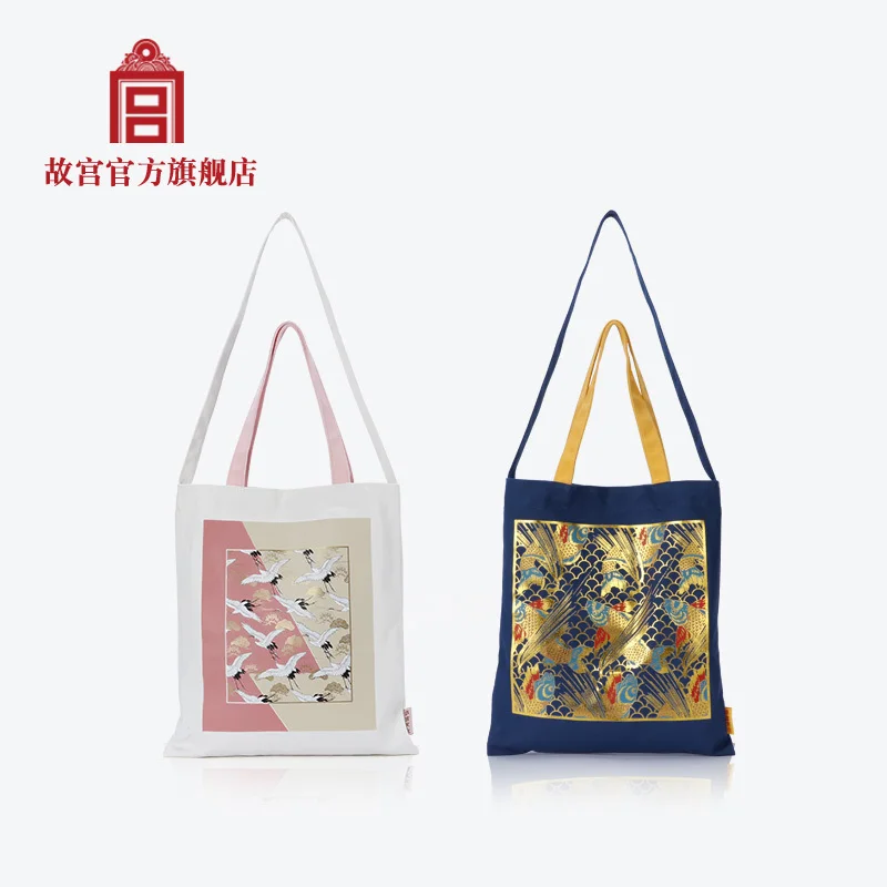 Xiangrui Theme Canvas Bag Shoulder Bag Canvas Bag Birthday Gift Koi Yuelang Golden Pine Ruihe