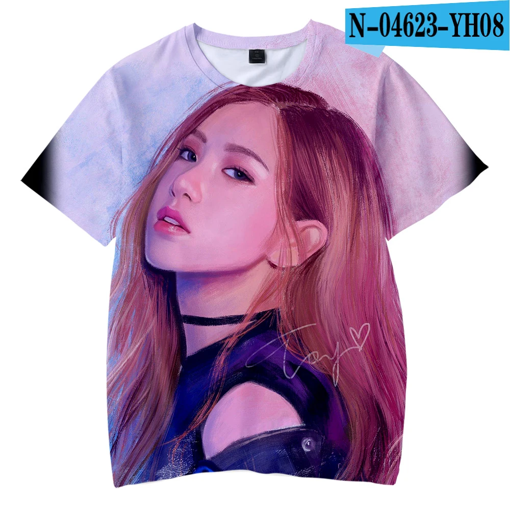 Blackpink/Детские футболки с 3D принтом модная летняя футболка с короткими рукавами Kpop г. Лидер продаж, детская повседневная Уличная одежда - Цвет: Коричневый