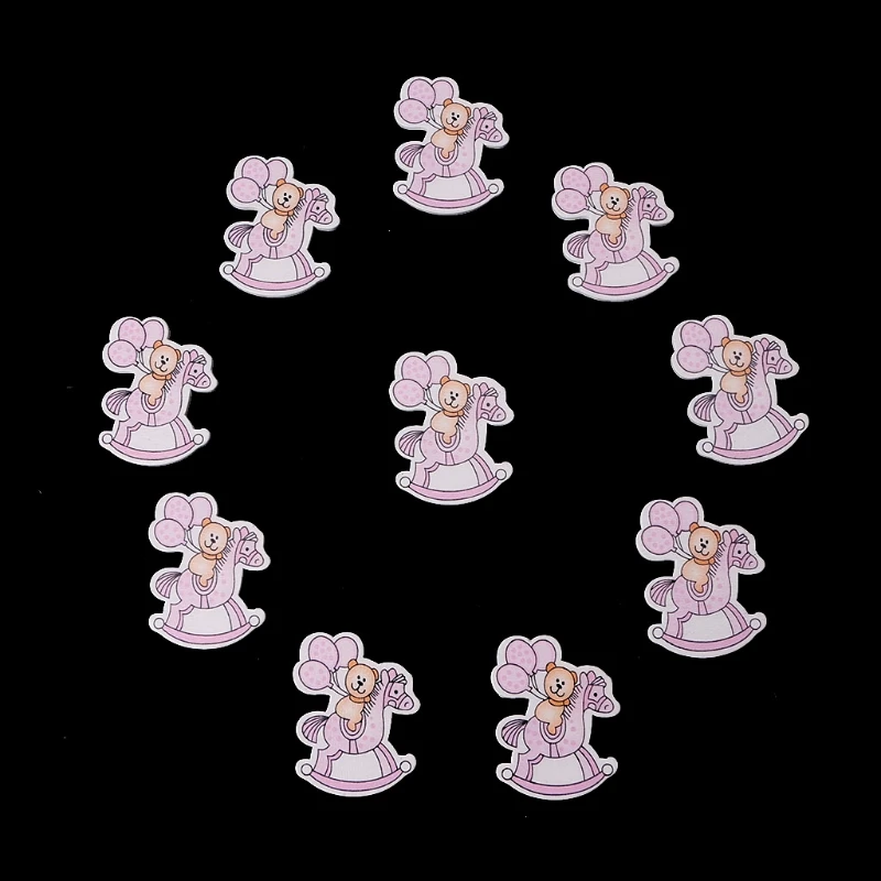 Смешанные без отверстий милые детские картины деревянные пуговицы ручной работы