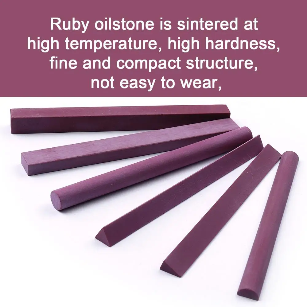 New 6pcs/set Square/Triangle/Semicircle/Cylindrical/Edge/Rectangle Grit 3000# Ruby Sharpening Grindstone Whetstone Graver Tools |