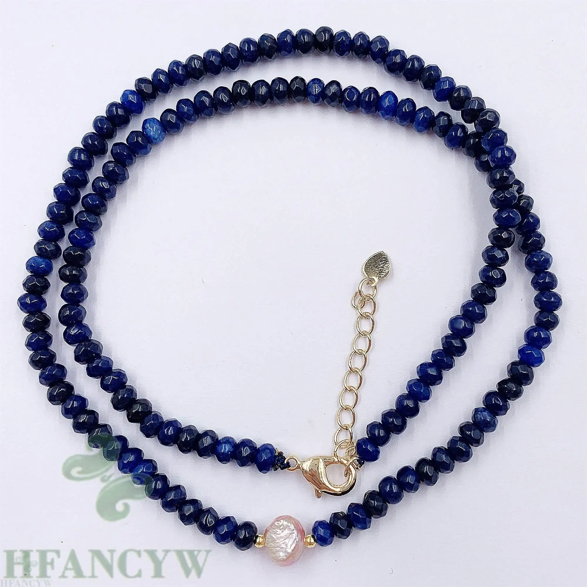 Синий халцедон розовый жемчуг ожерелье 18 дюймов ювелирные изделия шикарные