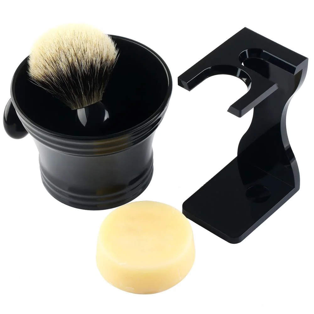 4 шт. Набор для бритья кисть барсука с серебряным наконечником ручка из