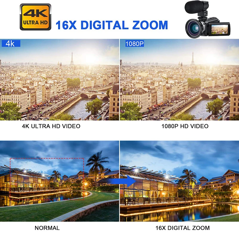 Видеокамера KOMERY Handycam 2 7 K сенсорный экран 16X цифровой зум HD 30MP|Любительские