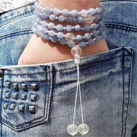 natural aquamarine necklace 108 buddha beads bracelet seven chakras elegant pray inspiration bohemia souvenir energy gift