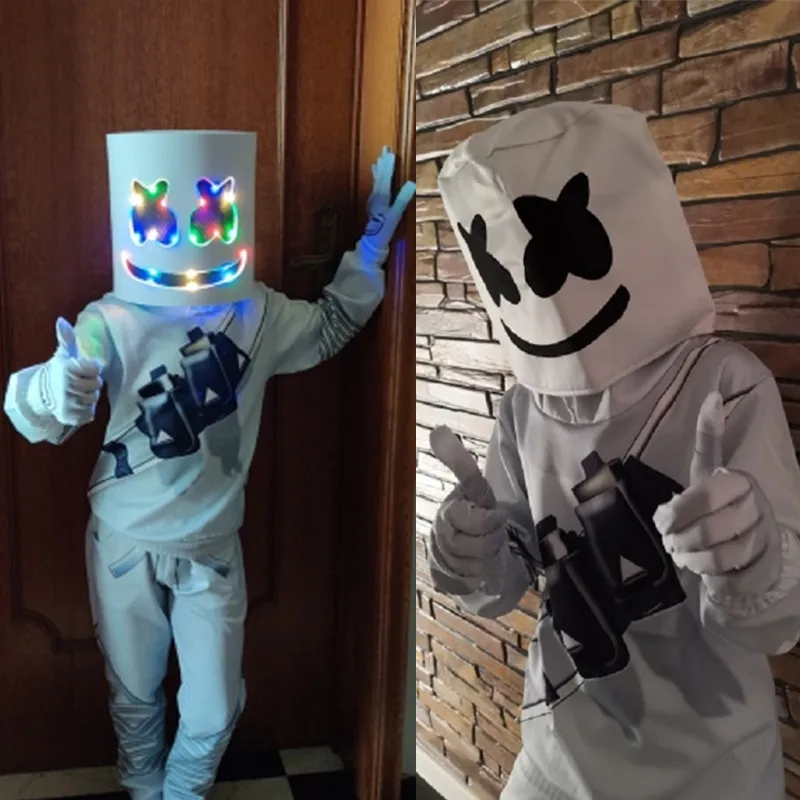 СВЕТОДИОДНЫЕ светящиеся маски DJ 2022 костюмы для косплея диджея с улыбающимся