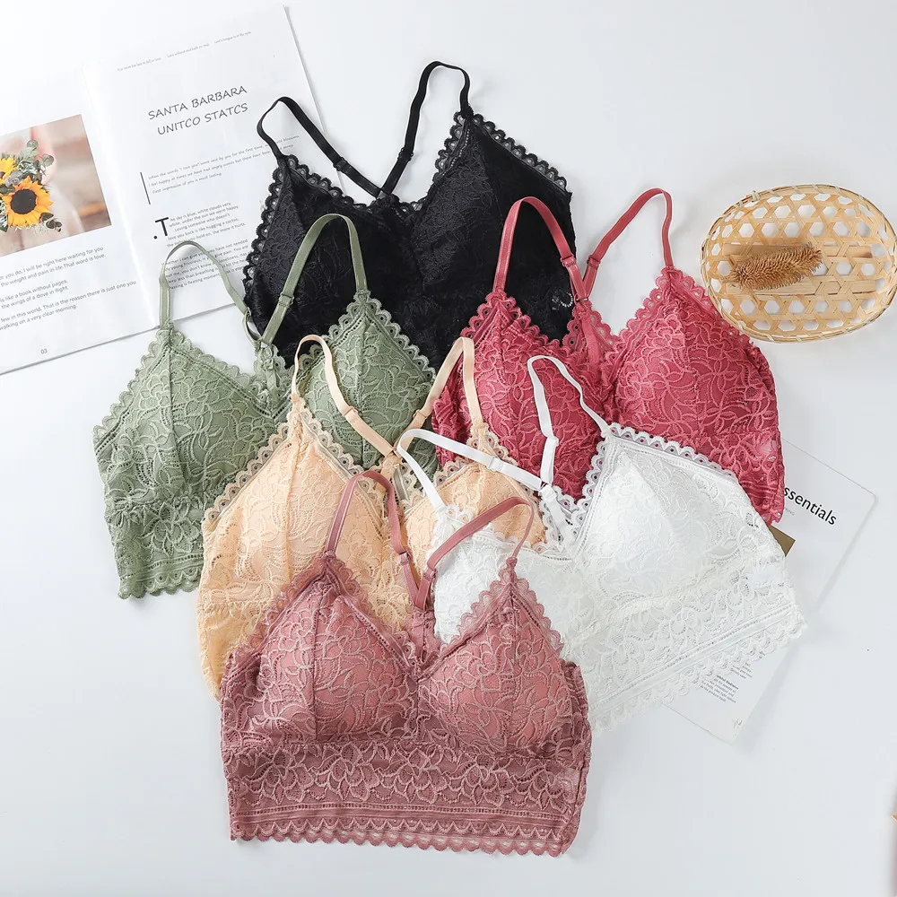 Women Lace Bra Sets Seamless Underwear Backless Vest Sexy Panties Lingerie Padded Bralette Ultrathin Briefs Female Intimates New