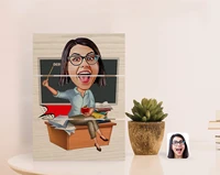 personalized women s teacher caricature of authentic desktop wood pallet %c3%a7er%c3%a7eve 2