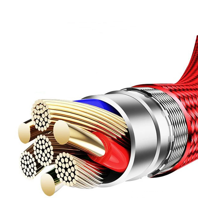 Lenyes 2.1A прочные нейлоновые кабели для всех Android iOS сплав Micro USB 100 см внешний