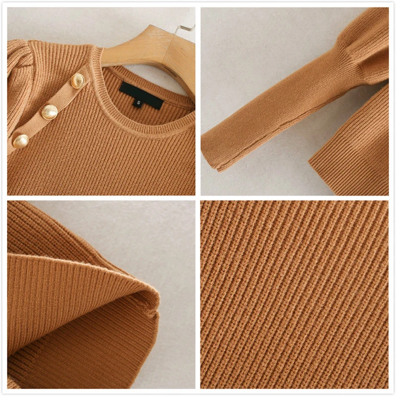 Осенне-зимние белые вязаные пуловеры свитер женские офисные свитера с золотыми