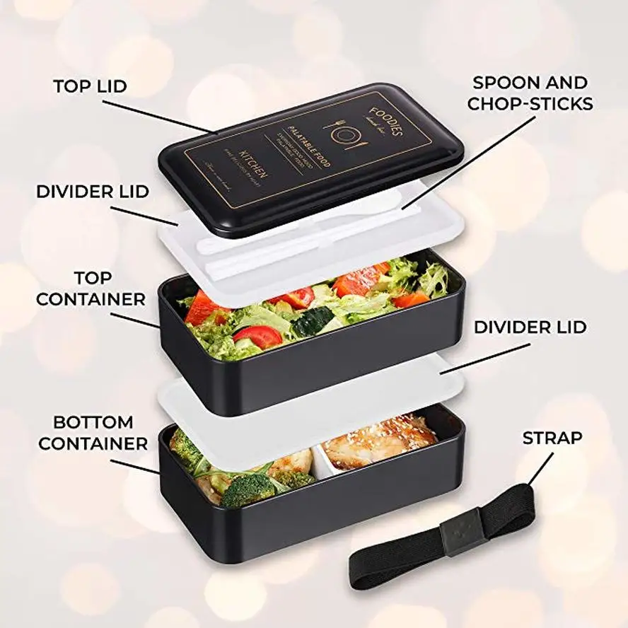 Ланч бокс с палочки для еды и ложки герметичная коробка Bento Квадратные японские