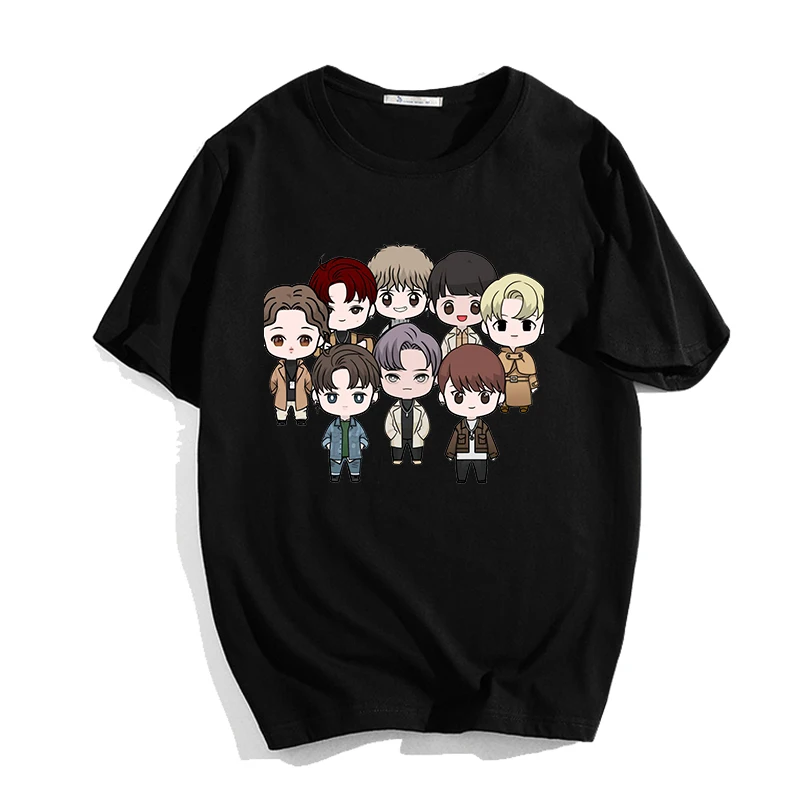 

Funny Cartoon ATEEZ Male Group Graphic T Shirt Harajuku Korean Style T-Shirt Summer Men Women Short Sleeve Fashion K-pop Tee Top