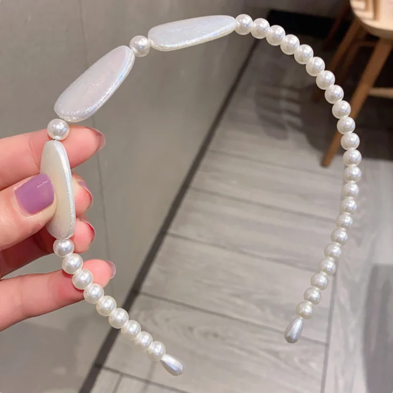 

Creative New Shell Flower Imitation Pearl Headband Fairy Headdress Sen Sweet HairBands for Women Fashion Hair Accessories