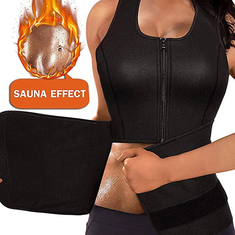Женский неопреновый жилет без рукавов с молнией для похудения коррекции фигуры