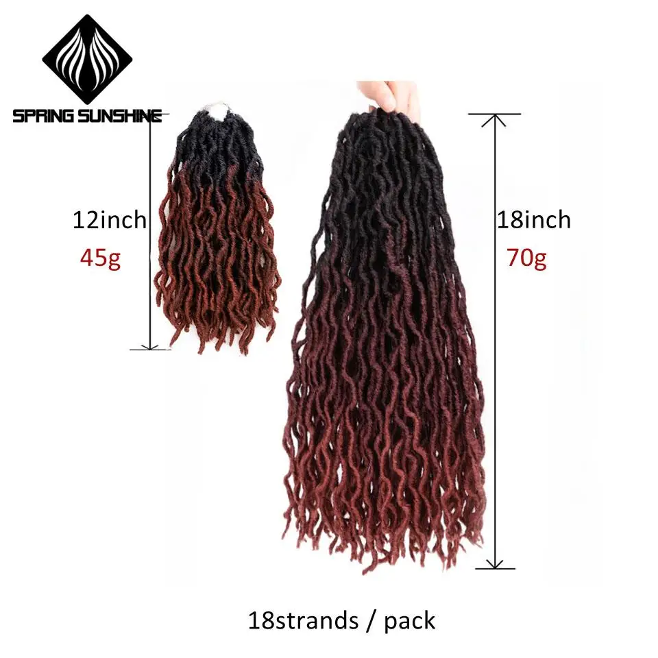 Весна Солнечный свет Синтетический Nu Locs 12 18 дюймов богиня Faux Locs Curly вязание крючком волосы Exntension для черных женщин косы волос плетение