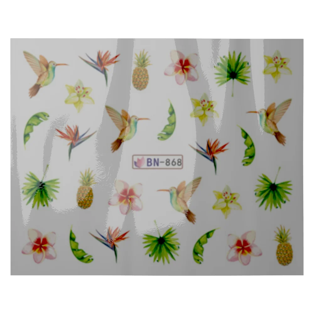 12 листов Фламинго наклейки для ногтей животные серии водная наклейка летний