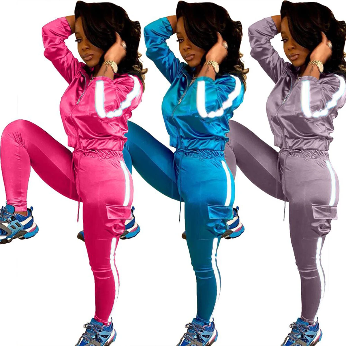 Женский костюм из 2 предметов пальто на молнии с воротником-стойкой и длинными