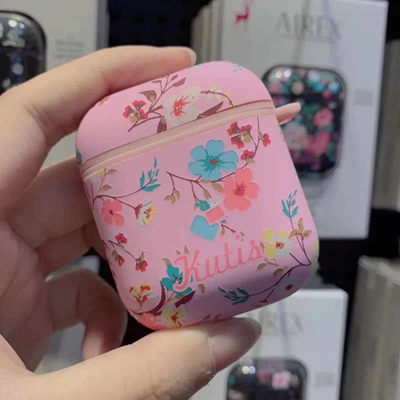 Модный светящийся чехол для наушников Apple Airpods 1 с цветочным рисунком фламинго