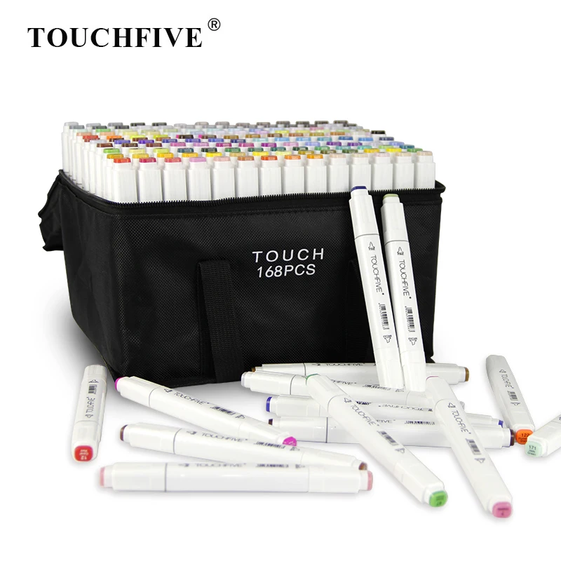 

TouchFIVE 30/40/60/80/168 Colors Markers Manga Drawing Markers Pen Alcohol Based Sketch Felt-Tip Twin Brush Pen Art Supplies