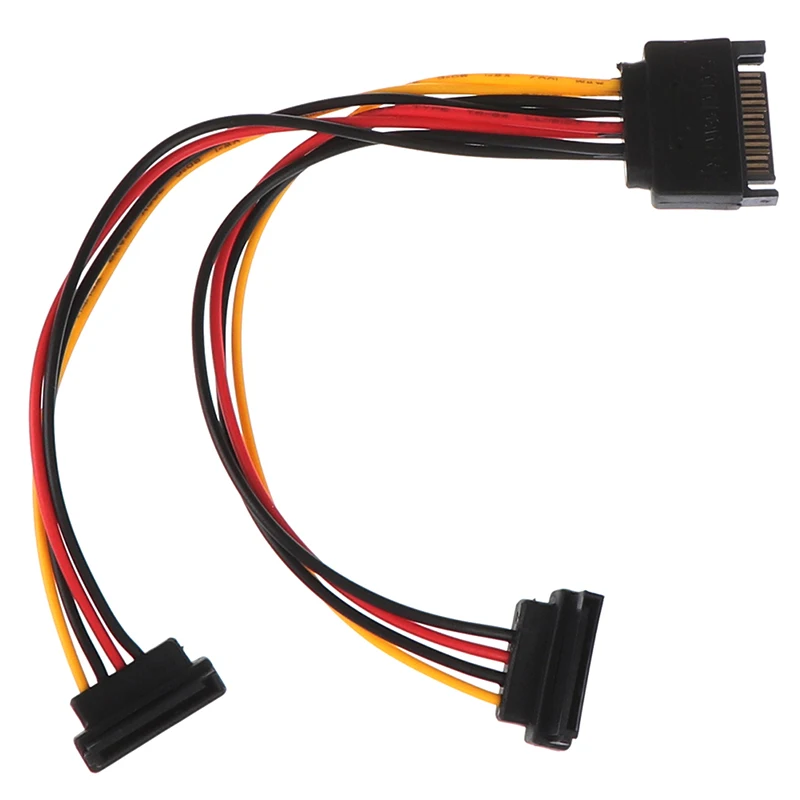 

SATA 15 Pin Male to 2 SATA 15 Pin Female Power Cable 90 Degree Female Y Splitter Adapter Sata Power Cable For HDD Hard Drive