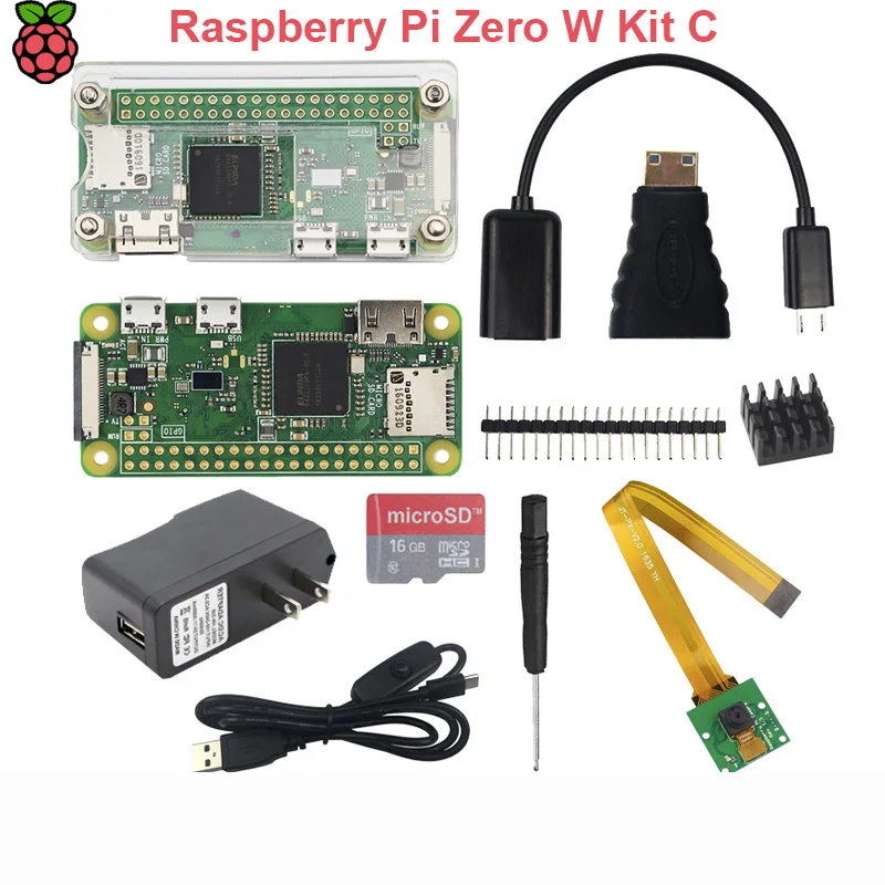 Raspberry Pi Zero W стартовый комплект + акриловый чехол блок питания 2A вкл/выкл USB карта