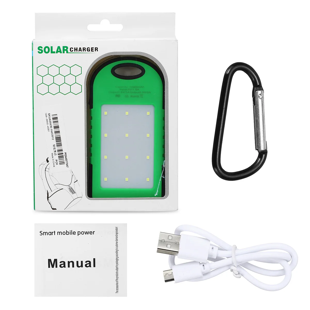 Светодиодный солнечный панельный портативный водонепроницаемый аккумулятор 12000