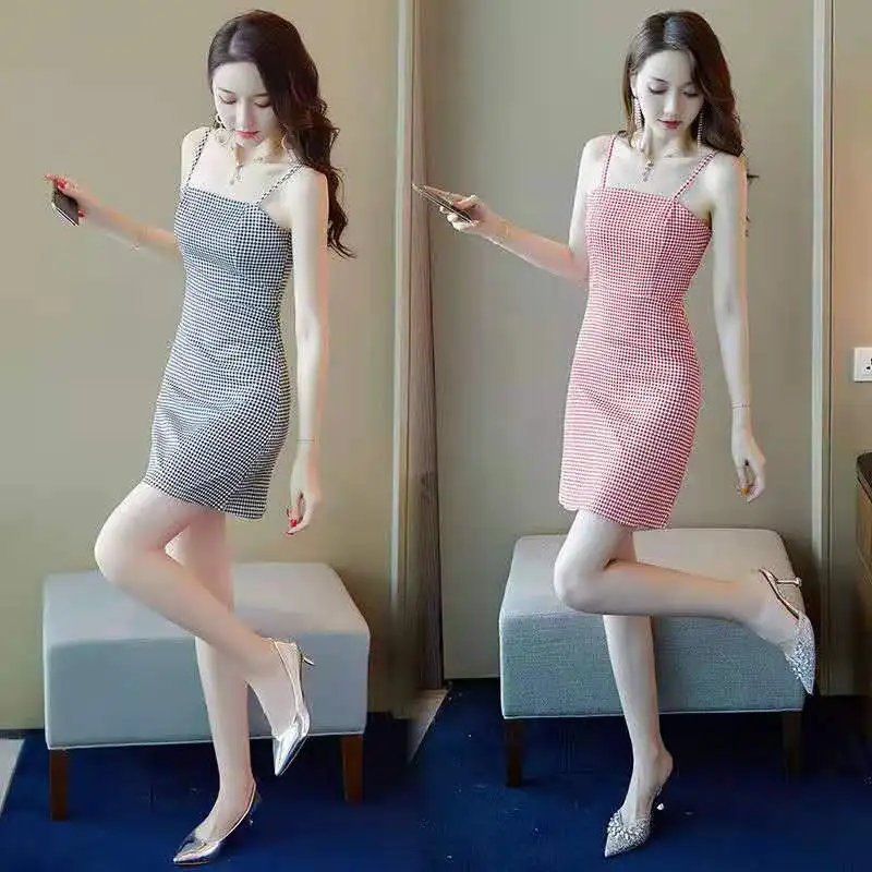 

Summer Tight- Fitting Dress Temperament Goddess Fan Suspender Skirt Sexy Chiffon Sleeveless A-LINE Hip skirt