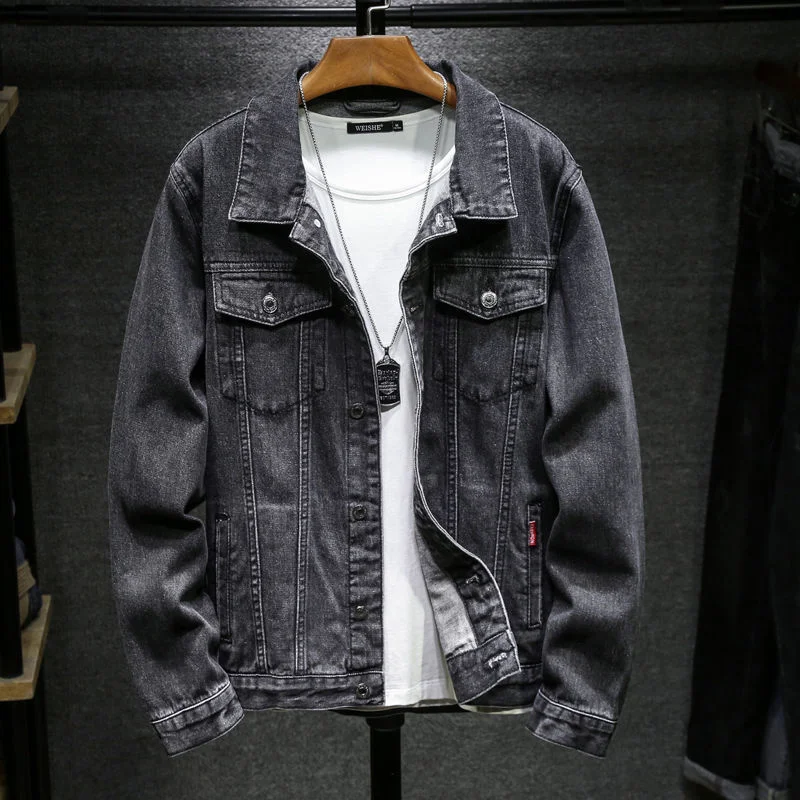 

2021 new spring and autumn denim jacket men's Korean version trend washed jacket denim jacket men's