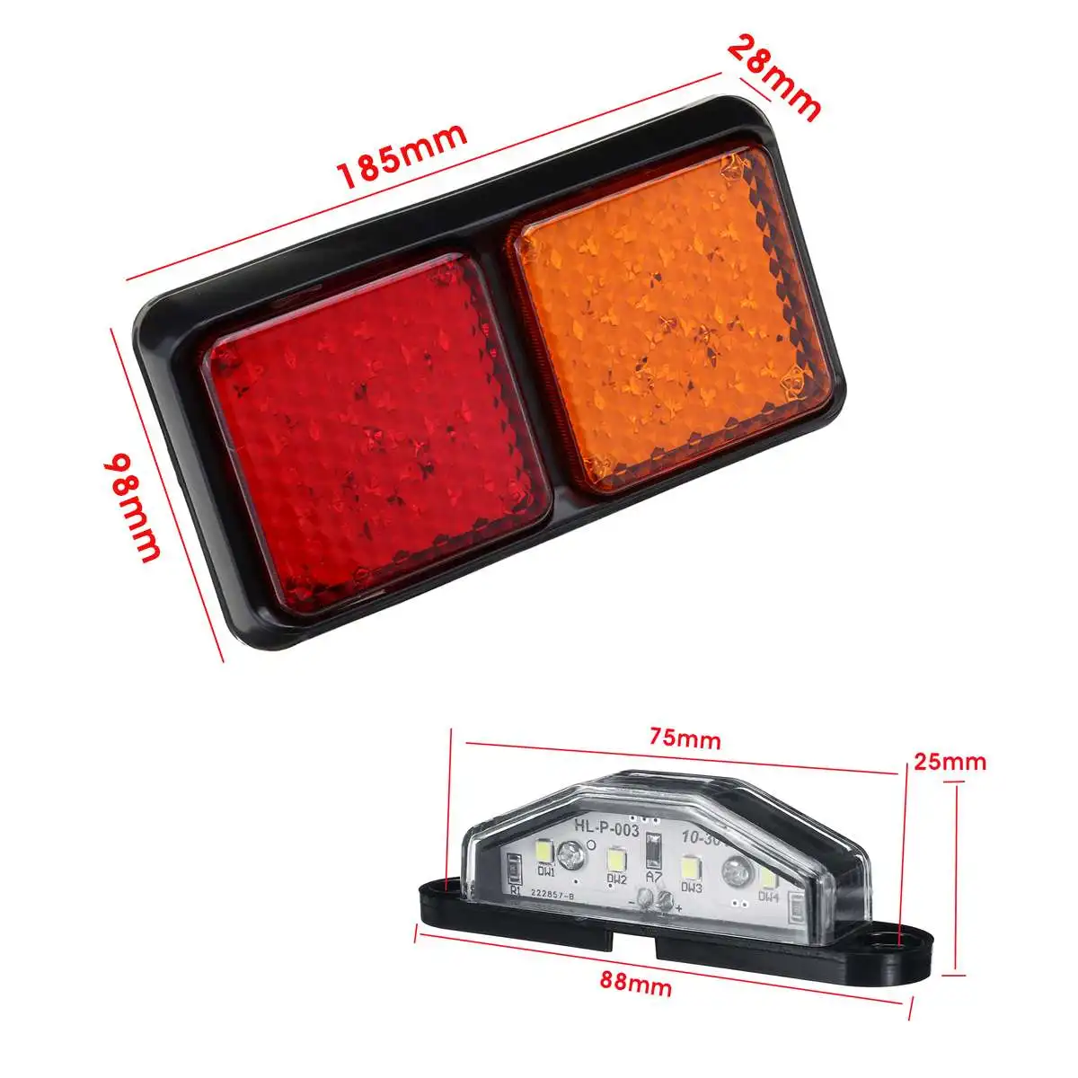 

2X 12V 72 LED Truck Rear Tail Light Brake Turn Signal Lamp Stop Taillight with License Plate Light for Trailer Truck Caravan RV
