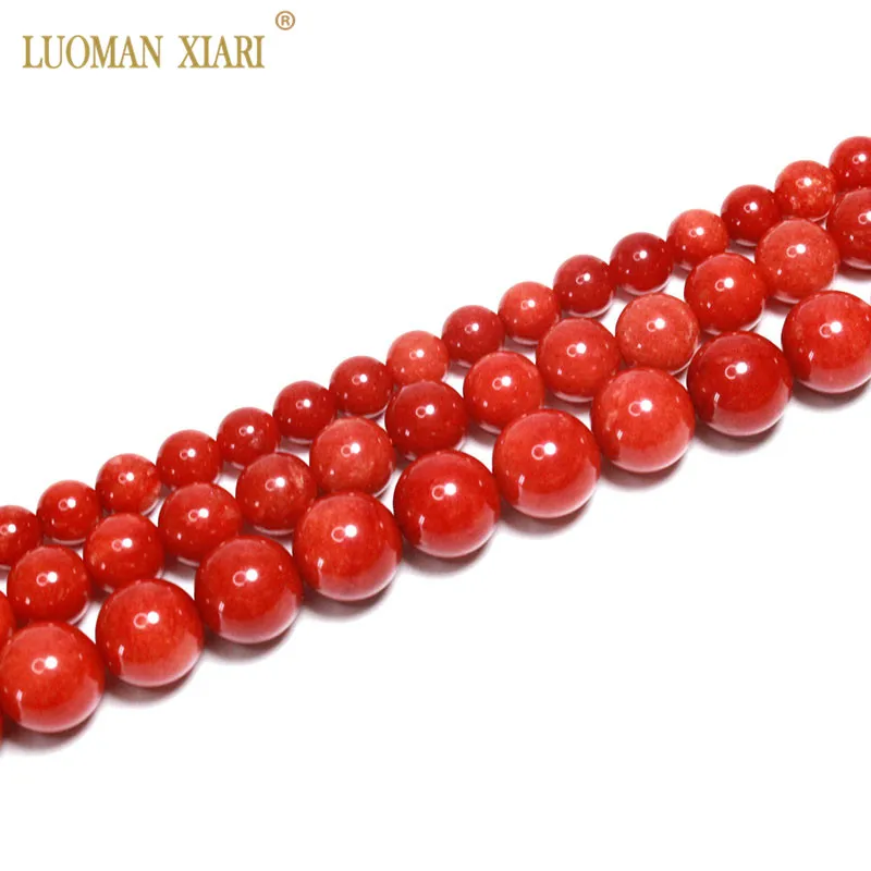 Оптовая Продажа AAA красный коралловый цвет камень круглый натуральный бусины для