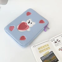 kawaii heart bear laptop case bags for korean ins 11 13 inch cute mac ipad pro case soft travel business ipad storage bag wy217