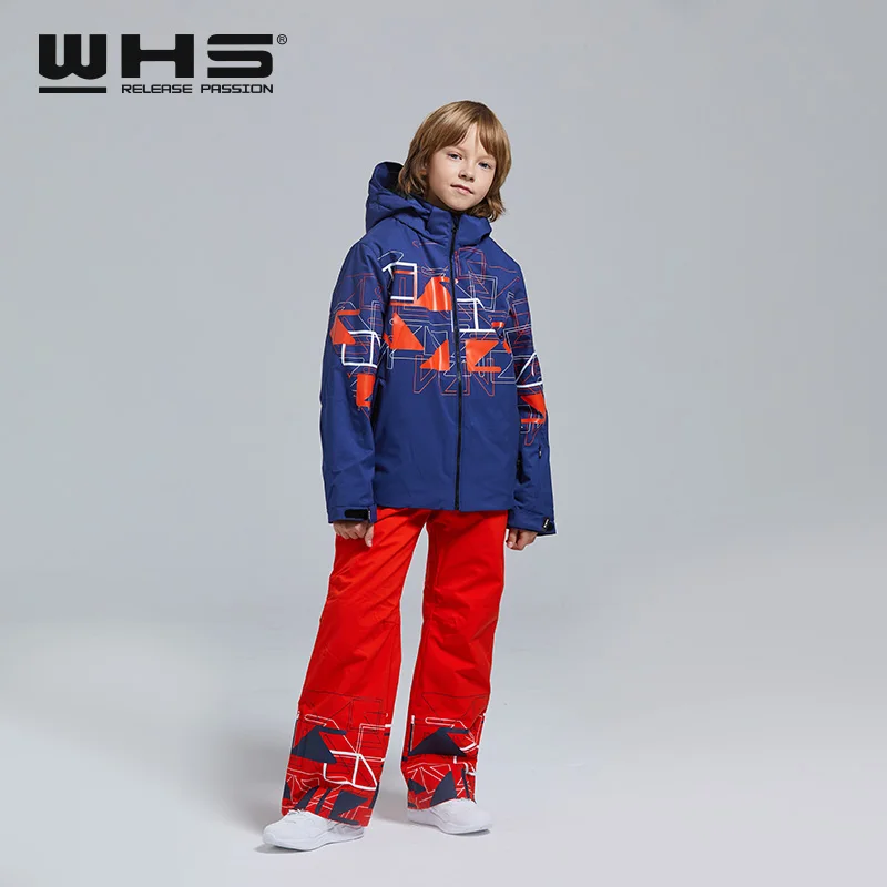WHS НОВЫЕ Мальчики лыжный костюм ребенок снег куртка и брюки водонепроницаемый
