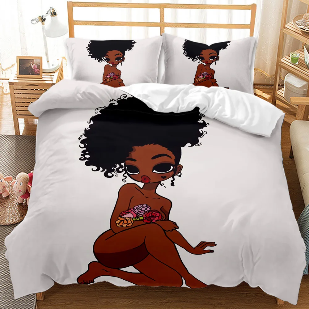 

Cartoon Girl Bedding Set Fashion Beautiful Women Duvet Cover For Adults Bed Linen Design Bedclothes Luxury Home Textiles
