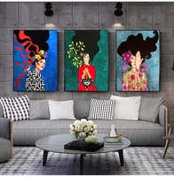vintage abstract girl hair flower women wall art canvas painting fashion nordic poster wall pictures for living room unframed