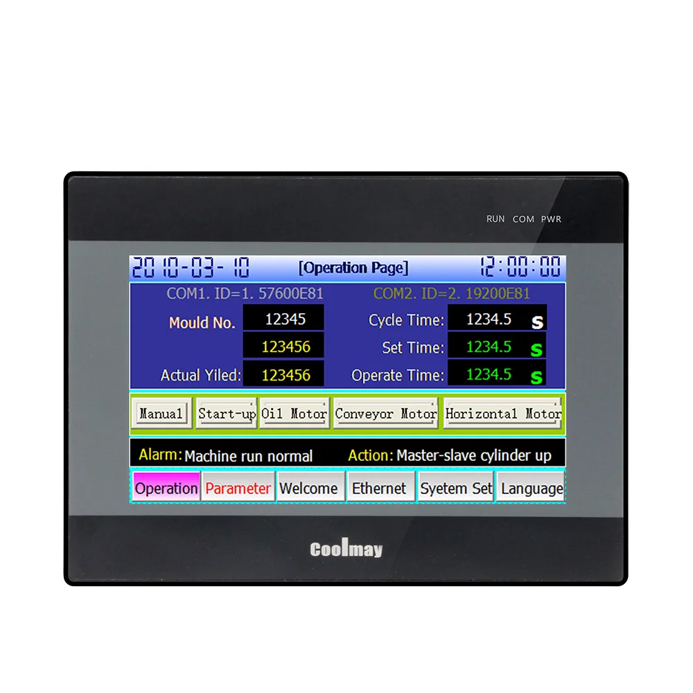 7 дюймовый цветной сенсорный экран 24 релейных выхода modbus rtu hmi plc интегрированный