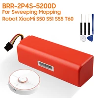 original replacement battery brr 2p4s 5200d for xiaomi roborock t60 s55 s51 s50 sweeping mopping robot vacuum cleaner 5200mah