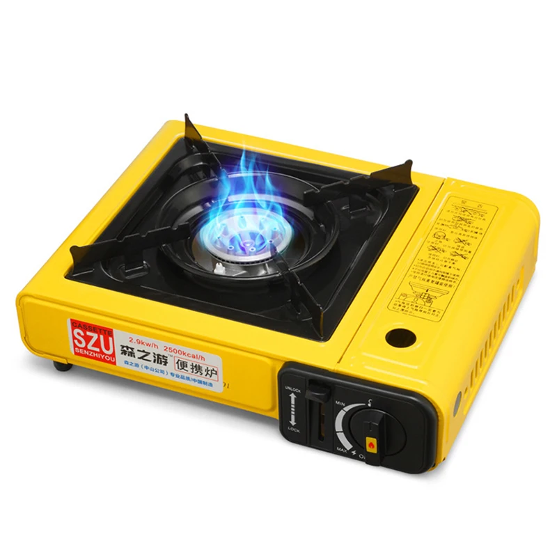Желтый открытый портативный кассета газовая плита ветрозащитный дикий газ