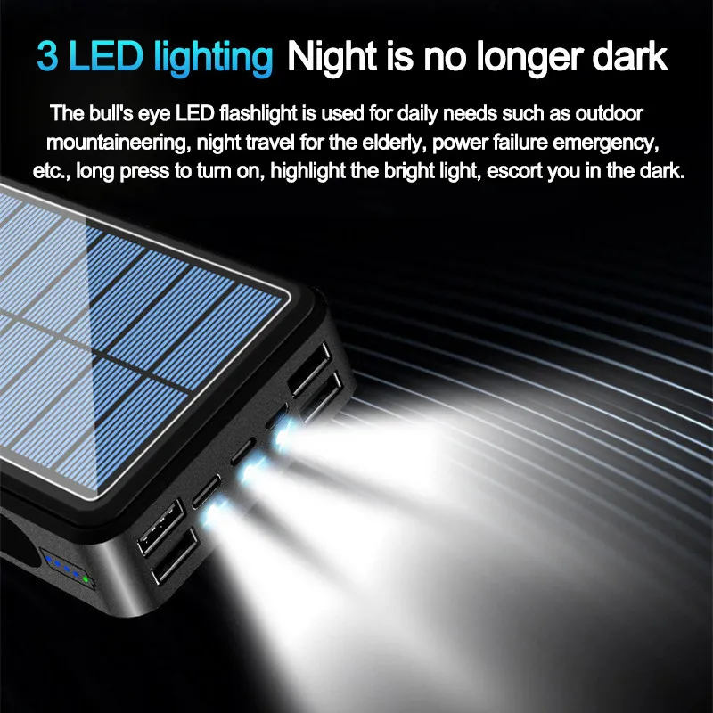 30000mah solar wireless power bank phone charger portable outdoor travel emergency charger powerbank for xiaomi samsung iphone free global shipping
