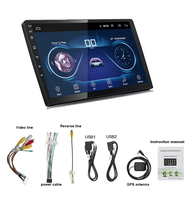 

10 Inch WIFI Bluetooth Android 8.1 Universal Car Radio MP5 Player GPS Navigation Support USB 2 Din Android Car Radio