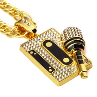music dj pendants necklace golden hip hop chains for men alloy cuban link chain rock music dj chunky hip hop jewerly