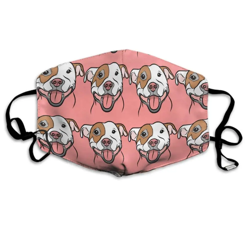 

Unisex Breathable Reusable Pit Bull Smile Love Pink Mouth Mask, Adjustable Earloop Anti Dust Pollution Half Face Mask