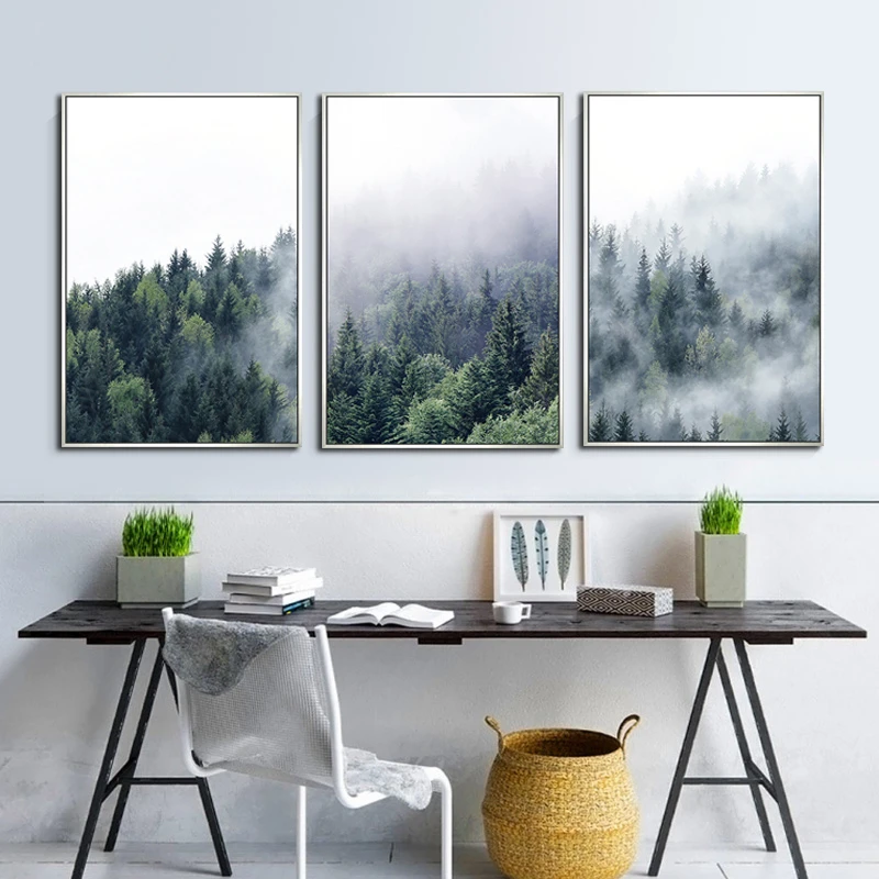 Северный лес дерево пейзаж печать на холсте декоративное растение вышивка с